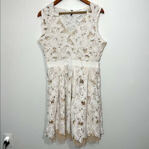 Zaful | White Floral Overlay Sleeveless Dress XL